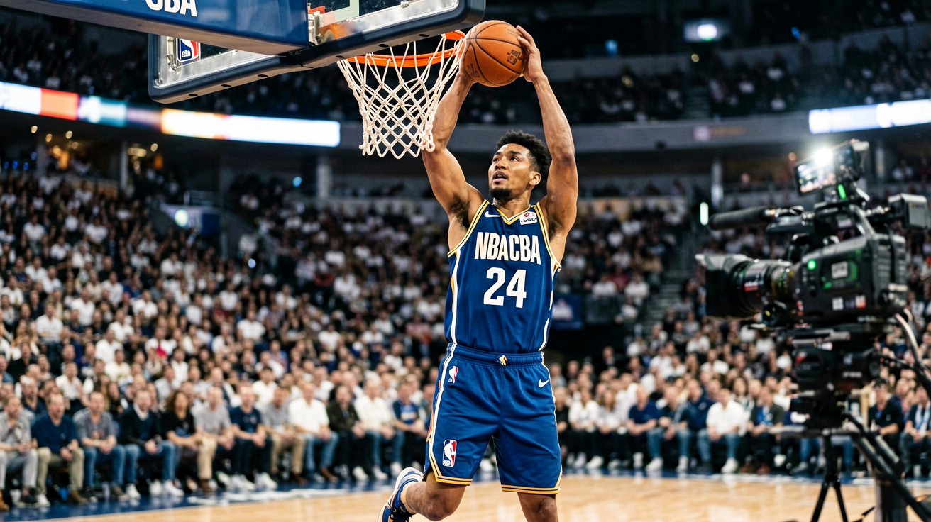 篮球比赛特写，NBA球星扣篮瞬间